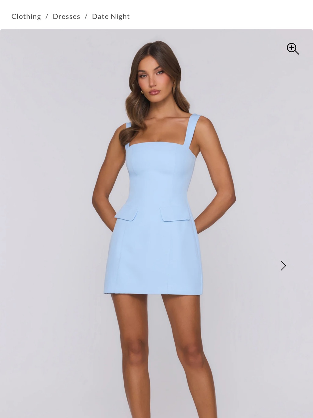 Light Blue Square Neck Mini Dress - Women